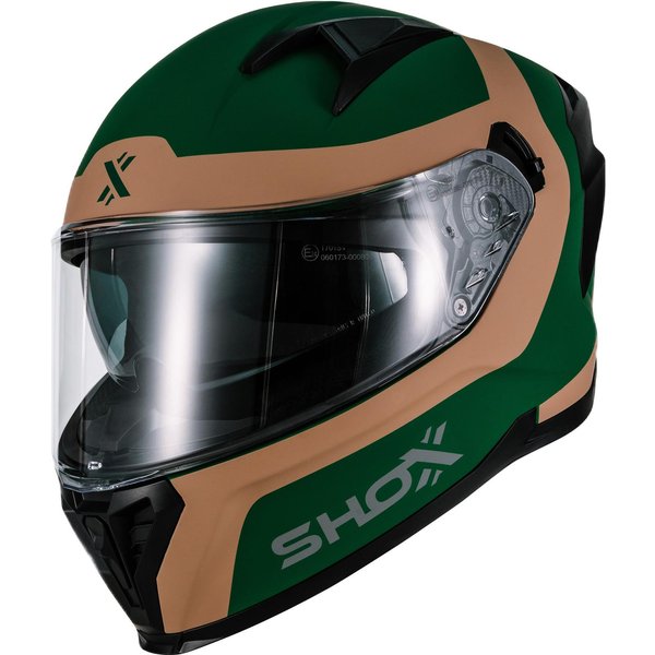 Shox Rapid Advance Motorcycle Helmet XL Matt Green Sand