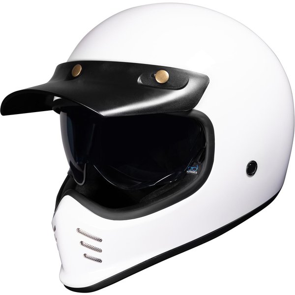 Black Royale II Retro Motorcycle Helmet XXL Gloss White