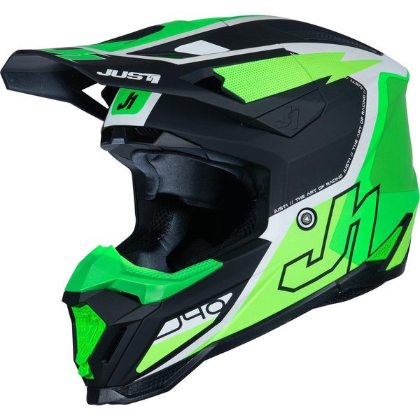 Just1 J40 Flash Motocross Helmet XXL Matt Fluo Green White Black