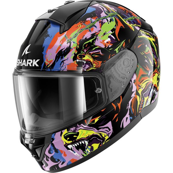Shark Ridill 2 Raging Beast Motorcycle Helmet M Black Violet Yellow (KVY)