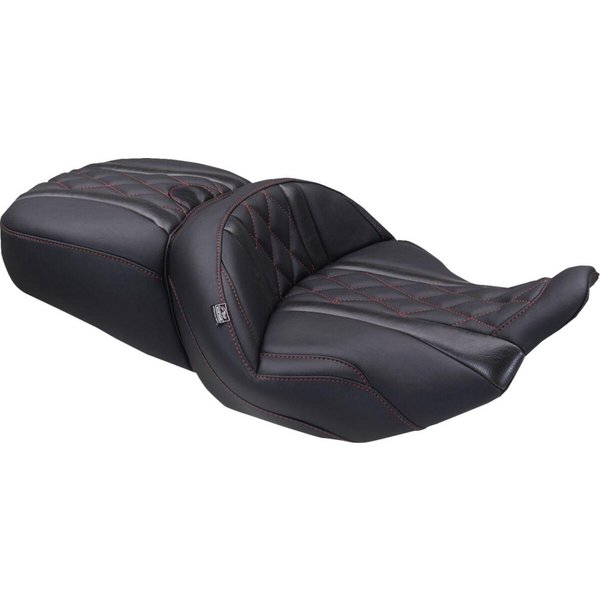89411DC - Mustang Deluxe Touring Seat For Harley Davidson FLHX 1923 2024-2026 - Black/Red