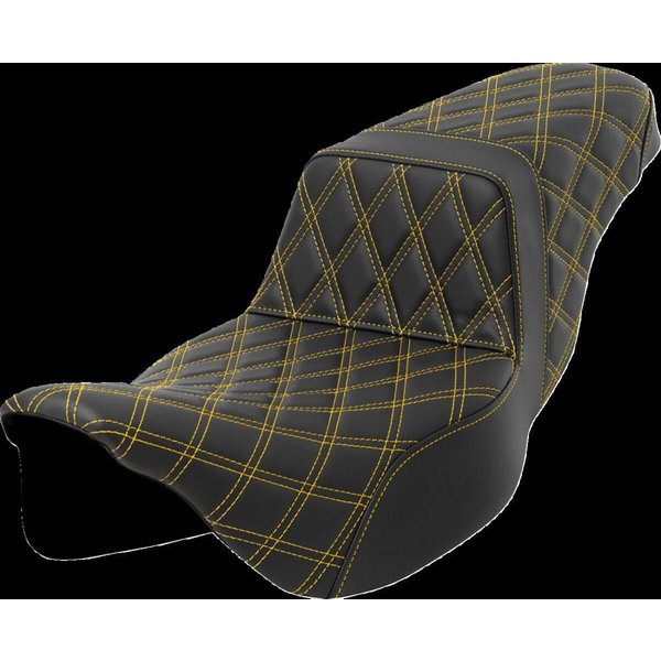 808-07E-17507 - Saddlemen Lattice Stitch Step Up Seat For Harley Davidson FLHR 1584 2008 - Black/Gold (Driver Seat Length: 40.5 cm)