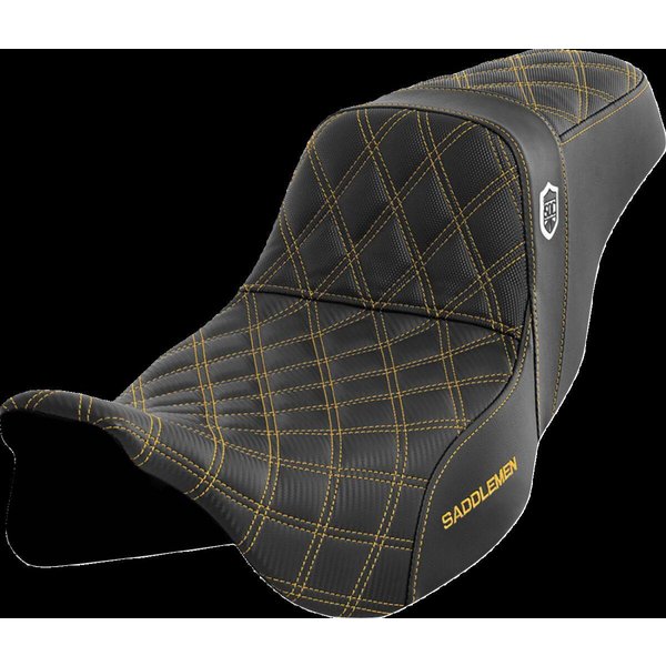 SC80807GOL - Saddlemen Pro Series SDC Performance Grip Seat For Harley Davidson FLH 1868 2021 - Black/Gold (Driver Seat Length:42 cm)