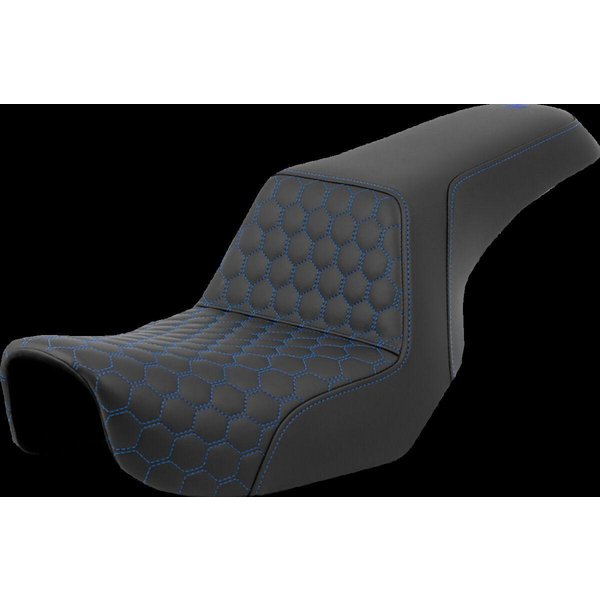 806-04-17701 - Saddlemen Honeycomb Step Up Seat For Harley Davidson FLD 1690 2012-2013 - Black/Blue