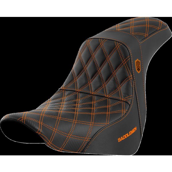 SC81829ORA - Saddlemen Pro Series SDC Performance Black Gripper Lumbar Grip Seat For Harley Davidson FLSB 1750 2018-2021 - Black/Orange