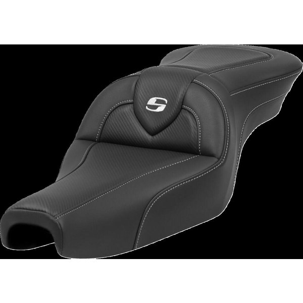 807-11-185 - Saddlemen Roadsofa Standard Reach Carbon Fibre Seat For Harley Davidson XL 1200 C 2004-2020 - Black