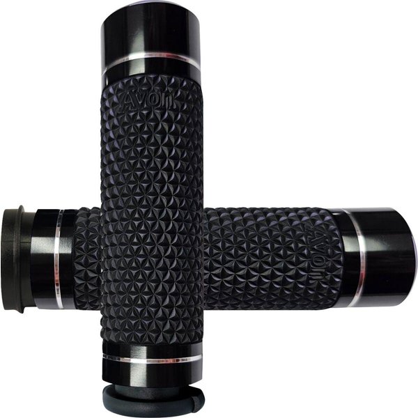 K25-ANO-FLY - Avon Grips K25 Diamond Knurled No Flange Grips For Harley Davidson FLDE 1750 2018-2020 - Black