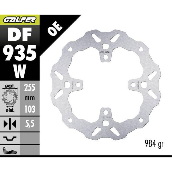 DF935W - Galfer Fixed Wave Brake Disc For Triumph Tiger 660 2025 Rear