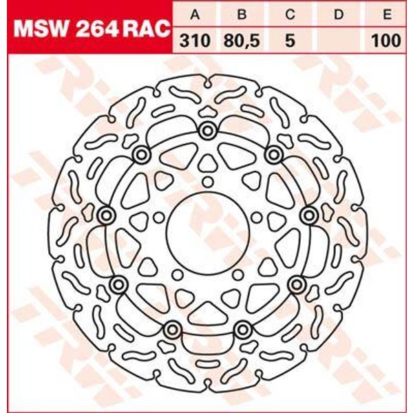 MSW264RAC - TRW Contoured Floating Brake Disc For Kawasaki GTR 1400 2008-2011 Front