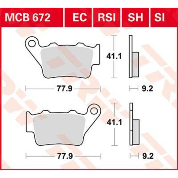 MCB672SH - TRW SH Series Sintered Rear Brake Pads For KTM Adventure 390 2021 Rear