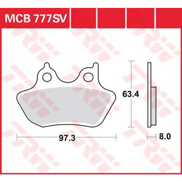 MCB777SV - TRW SV Series Sintered Brake Pads For Harley Davidson FLHR 1450 2000-2003 Front