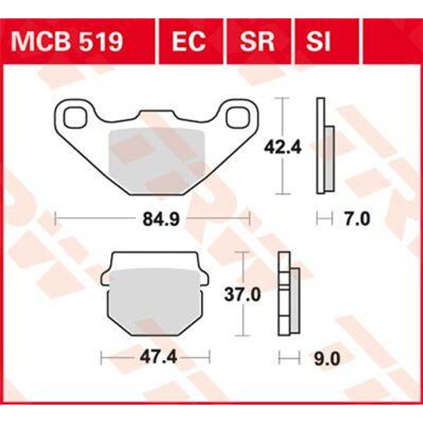 MCB519EC - TRW EC Series Ceramic Brake Pads For TGB 101S 50 2010-2011 Front