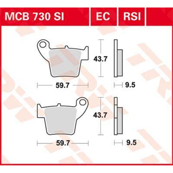 MCB730SI - TRW SI Series Sintered Brake Pads For Honda CR125 2002-2007 Rear