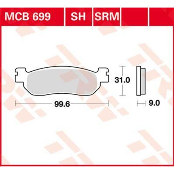 MCB699SRM - TRW SRM Series Sintered Brake Pads For ItalJet Jupiter 125 2003 Rear