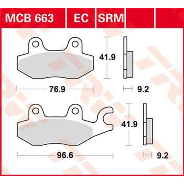 MCB663EC - TRW EC Series Ceramic Brake Pads For Kymco Agility City 125 2009-2020 Rear
