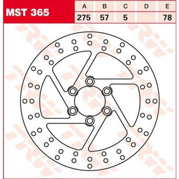 MST365 - TRW Round Fixed Brake Disc 275mm For Suzuki VS 1400 GLF Intruder 1987-1988 Rear