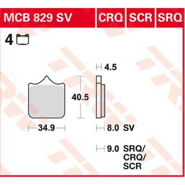 MCB829CRQ - TRW CRQ Series Carbon Race Brake Pads For BMW S 1000 HP4 2013-2014 Front