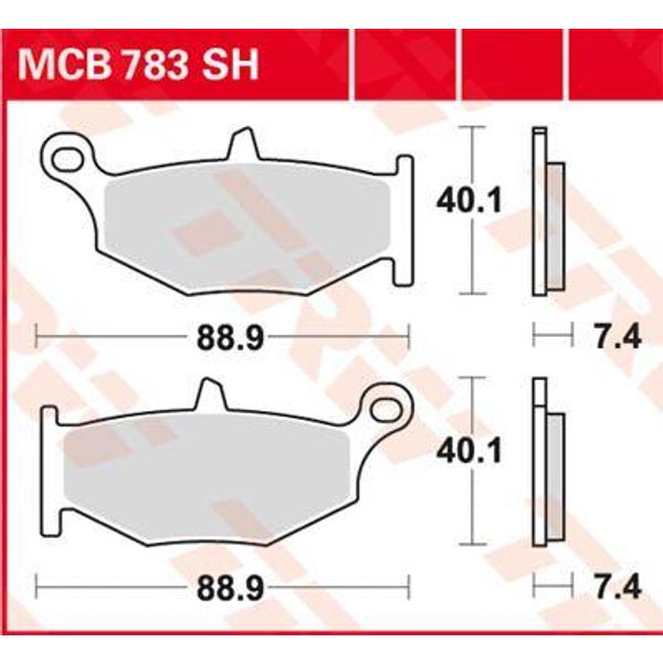 MCB783SH - TRW SH Series Sintered Rear Brake Pads For Suzuki DL 1000 2014-2020 Rear