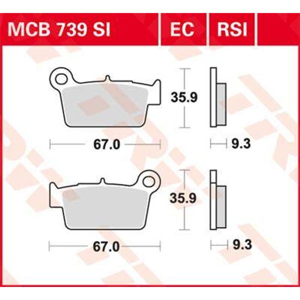 MCB739SI - TRW SI Series Sintered Brake Pads For Sherco 2.5 250 I 2008 Rear