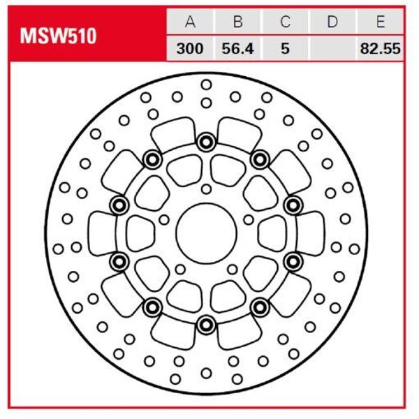 MSW510 - TRW Round Floating Brake Disc For Harley Davidson FLD 1690 2012-2013 Front