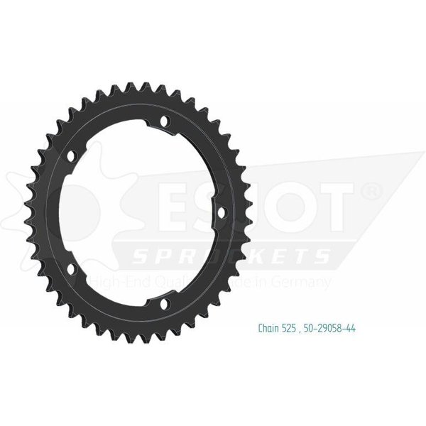50-29058-44 - Esjot Standard 525 Sprocket For Kawasaki H2 1000 ABS 2018-2020 Rear Black 44T