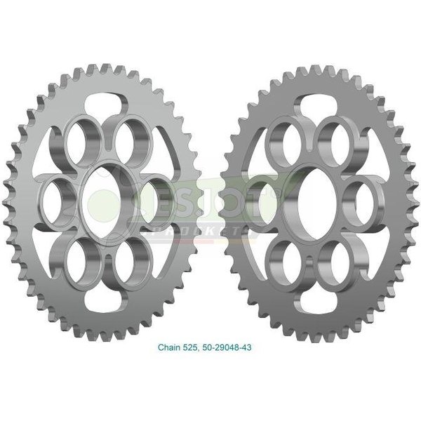 50-29048-43 - Esjot Standard 525 Sprocket For Ducati MultiStrada V4 1200 RS ABS 2024-2026 Rear Zinc Plated 43T