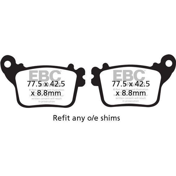 FA436V - EBC Vee Semi-Sintered Brake Pads For Honda CB600F Hornet 2007-2012 Rear