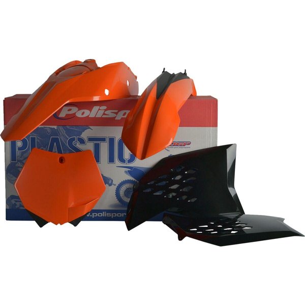 91561 - Polisport Plastics Kit For KTM SX125 2007-2010 - OEM Black/Orange