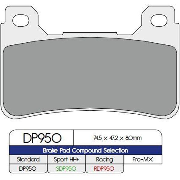 DP950 - DP Brakes Standard Sintered Metal Brake Pads For Honda CB1000R 2008-2016 Front