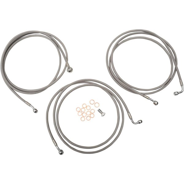 LA-8052B19 - LA Choppers Stainless Steel Brake Hose Kit For Harley Davidson FLD 1690 ABS 2014 18" - 20" - Silver