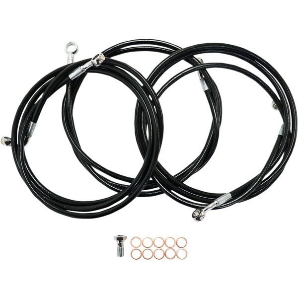 LA-8052B16B - LA Choppers Braided Brake Hose Kit For Harley Davidson FLD 1690 ABS 2014 Front 15" - 17" - Black