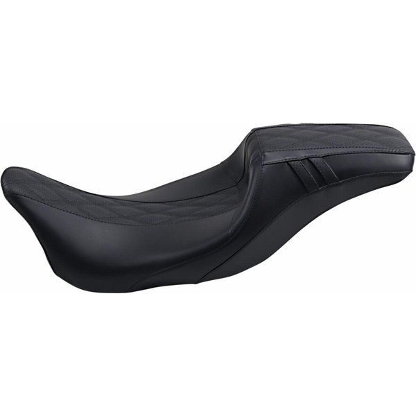 LK-987DLGT2 - LE Pera Outcast Daddy Long Legs Seat For Harley Davidson FLH 1868 ABS 2021 Black Inlay/Double Diamond/Perforated - Black