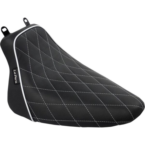 LXE-007DMWTP - LE Pera Bare Bones Solo Seat For Harley Davidson FLSTC1584 2008-2011 Diamond Stitch/White Piping - Black/White