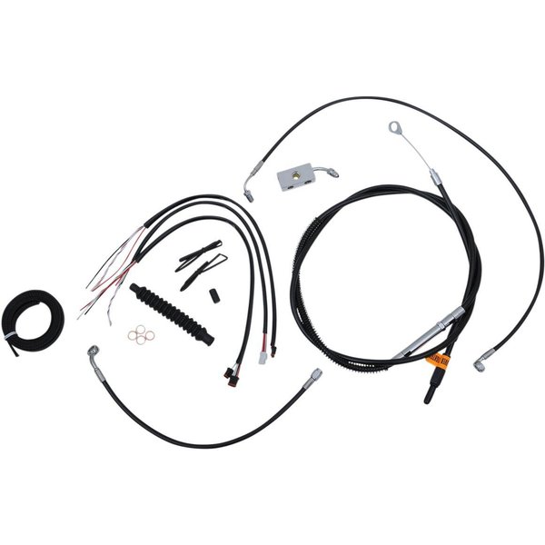 LA-8152KT2-13B - LA Choppers Complete Black Vinyl Braided Handlebar Cable/Brake Hose Kit ABS For Harley Davidson FLDE 1750 ABS 2018-2020 30.5 cm - 35.5 cm (12" - 14") - Black/Clear-Coated