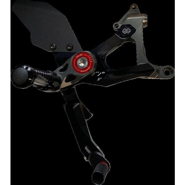 MUE2-D02-B - Gilles MUE2 Rearset For Ducati Streetfighter V4 1100 ABS 2020-2024 - Black/Red