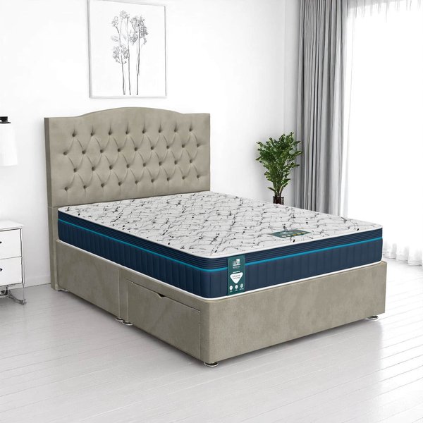 Luxe Chesterfield Divan Bed - Venice Taupe, Double 135 x 190 cm
