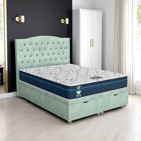 Luxe Chesterfield Ottoman - Venice Duck Egg, Double 135 x 190 cm