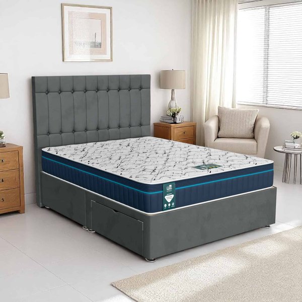 Luxe Lilac Wool Stratford Divan Bed - Steel Wool, Single 90 x 190 cm