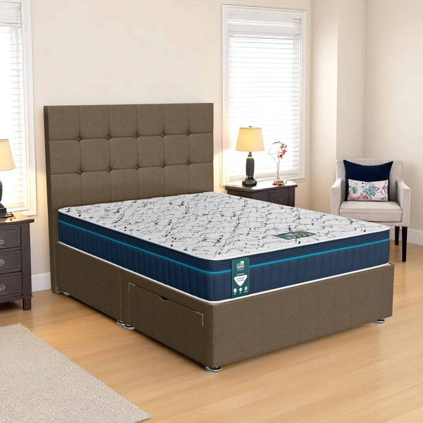 Ascot Cubic Divan-Dark - Wheat Linen, Single 90 x 190 cm