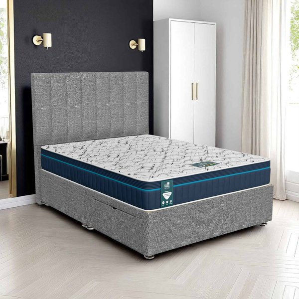 Ascot Stripe Divan-Dark - Ascot Grey, Queen Size 120 x 190cm (Small Double)