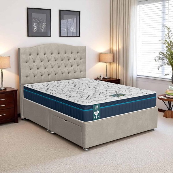 Milan Tufted Divan Bed-Light - Milan Cream, Single 90 x 190 cm