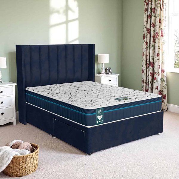 Venice Stripe Curved Divan-Dark - Venice Marine, Single 90 x 190 cm