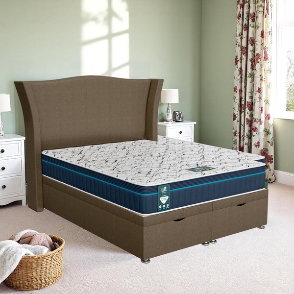 Ascot Maxcoil Ottoman-Dark - Wheat Linen, Single 90 x 190 cm
