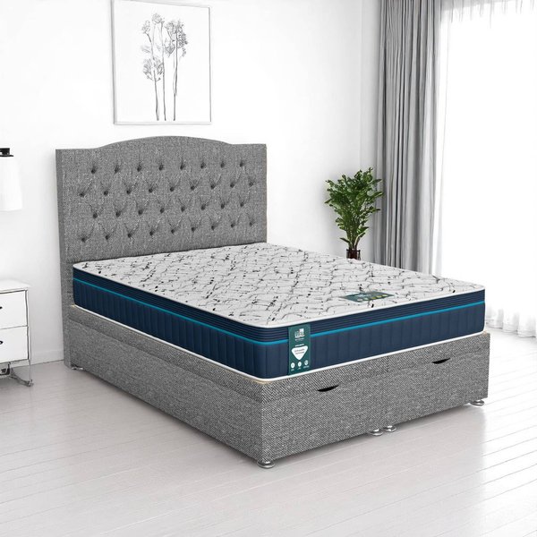 Ascot Tufted Ottoman-Dark - Ascot Grey, Single 90 x 190 cm