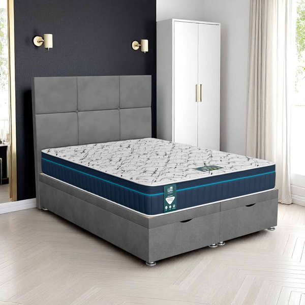 Venice Square Panel Ottoman-Dark - Venice Grey, Double 135 x 190 cm