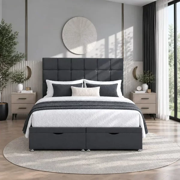 Venice Cubic Ottoman-Dark - Venice Black, King Size 150 x 200 cm