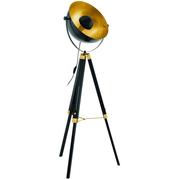Stehlampe Covaleda m. Dreibeingestell schwarz/gold