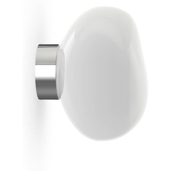 Tom Dixon LED-Wandlampe Melt, Ø 29 cm, opal/chromfarben