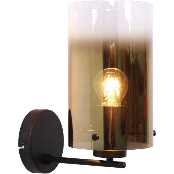 Wandlampe Ventotto, schwarz/gold, Breite 15 cm, Metall/Glas