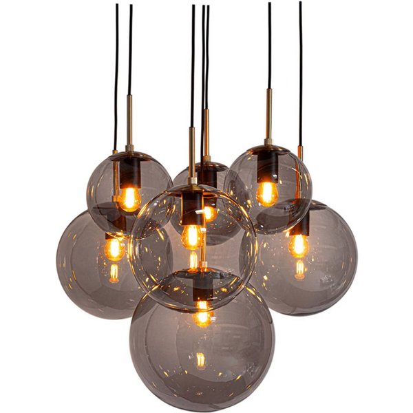 By Rydens Pendelleuchte Laura, Ø 54 cm, 7-flg., rauchgrau